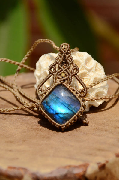 Labradorite Macrame Jewelry, necklace