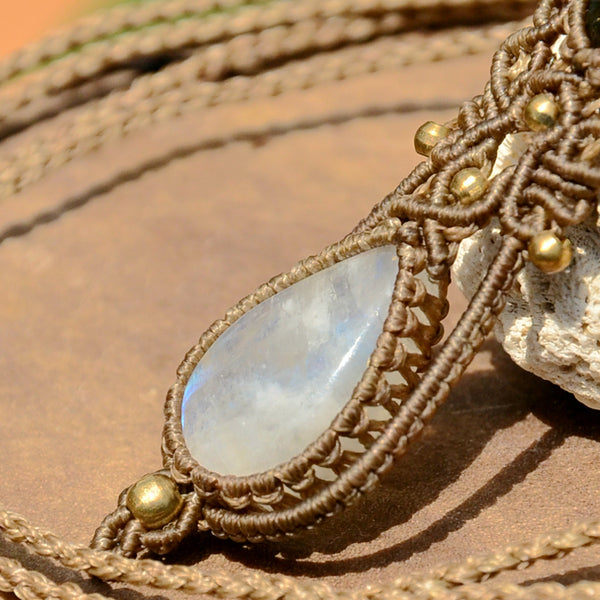 Moonstone, Labradorite  Macrame Jewelry, necklace