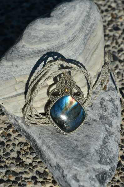 Labradorite Macrame Jewelry, necklace