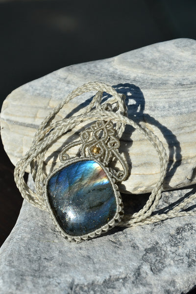 Labradorite Macrame Jewelry, necklace