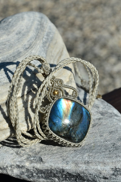 Labradorite Macrame Jewelry, necklace