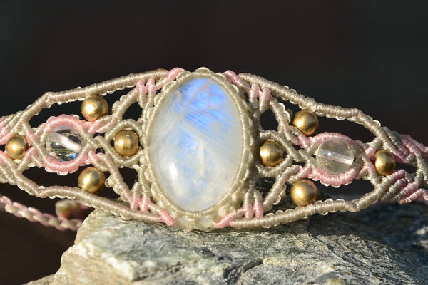 Moon stone bracelet, Macrame Jewelry,