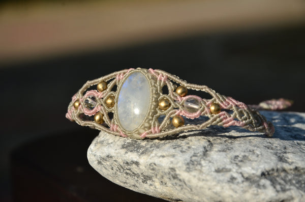 Moon stone bracelet, Macrame Jewelry,