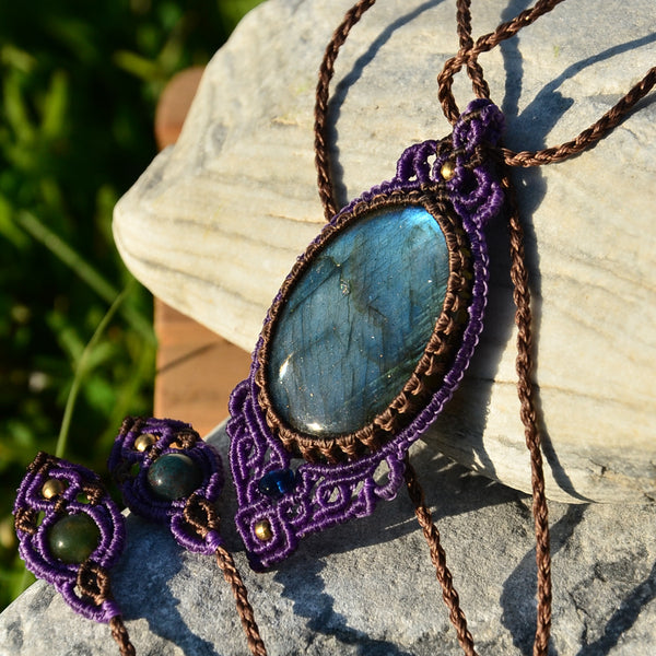 labradorite necklace, Macrame Jewelry,