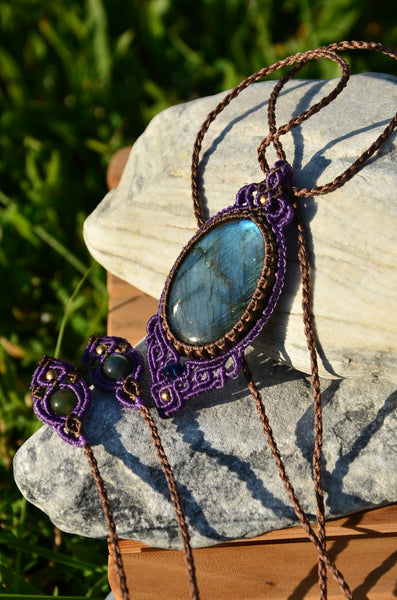 labradorite necklace, Macrame Jewelry,