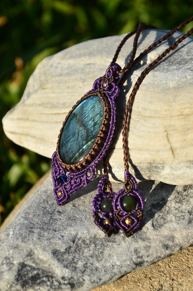 labradorite necklace, Macrame Jewelry,