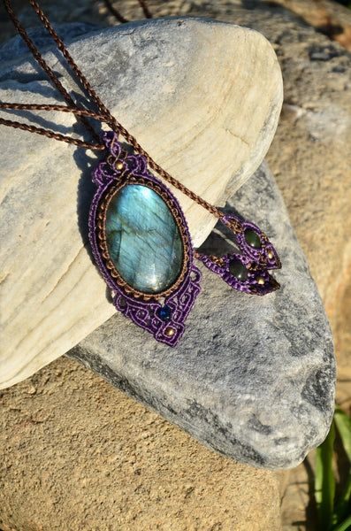 labradorite necklace, Macrame Jewelry,