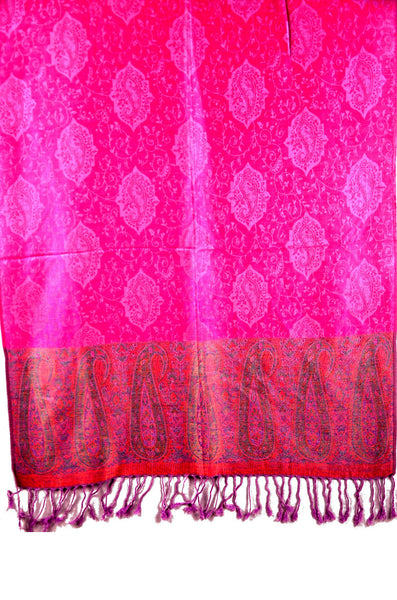 Handmade Paisley, Pashmina scarf, Pink Shawl Women, Nepal Scarf，   織途  ， Om Ethnic Handicraft , macrame