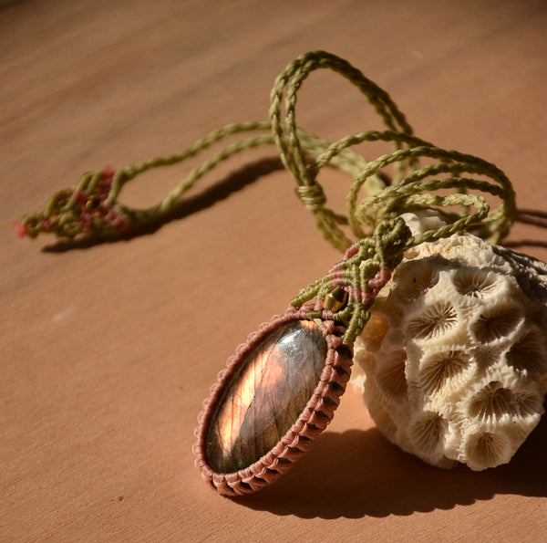 Labradorite Macrame Jewelry Necklace