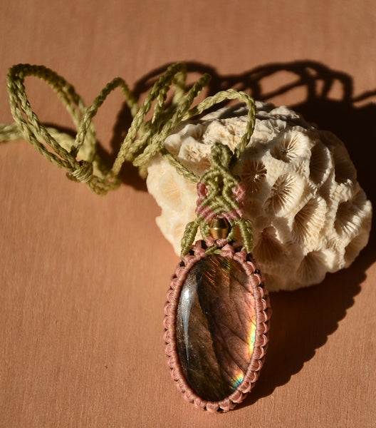 Labradorite Macrame Jewelry Necklace