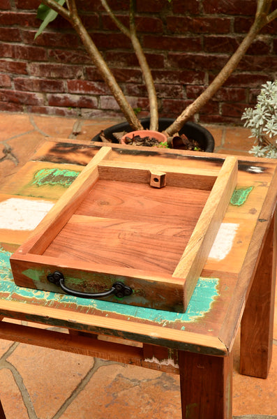 Reclaimed Wood Small Square coffee table with drawer, Furniture