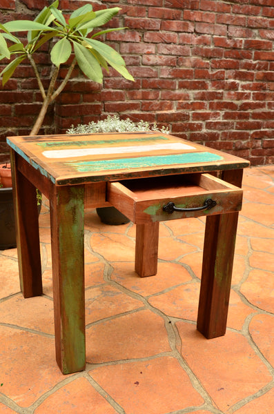 Reclaimed Wood Small Square coffee table with drawer, Furniture