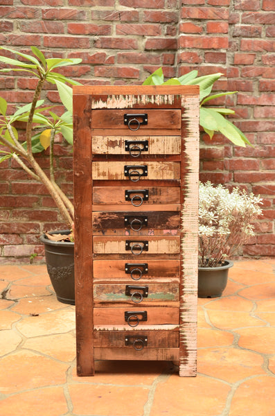 Reclaimed Wood Chest Drawer, Recycled Wood Furniture, 10 drawers