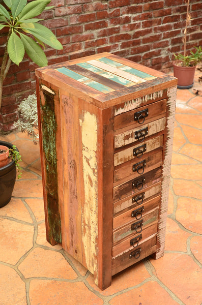 Reclaimed Wood Chest Drawer, Recycled Wood Furniture, 10 drawers