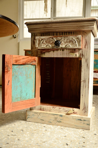 Reclaimed Wood Carving Bed side, Bedroom Furniture