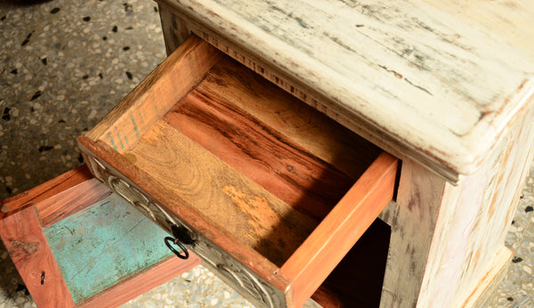 Reclaimed Wood Carving Bed side, Bedroom Furniture