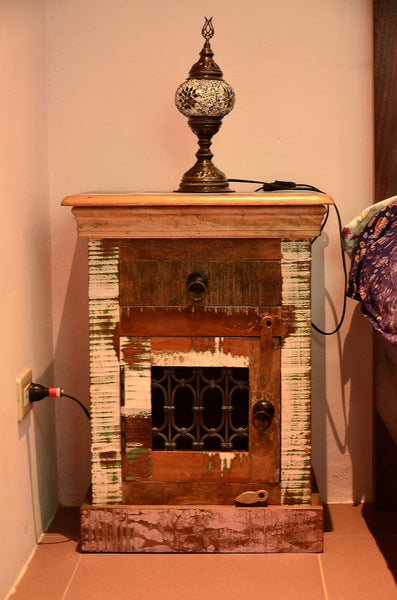 Reclaimed Wood & Iron Bed side, Bedroom Furniture