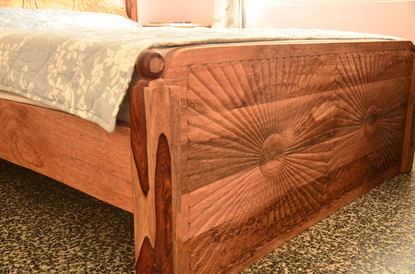 Reclaimed Wood Bed Hand craving , Bedroom Furniture