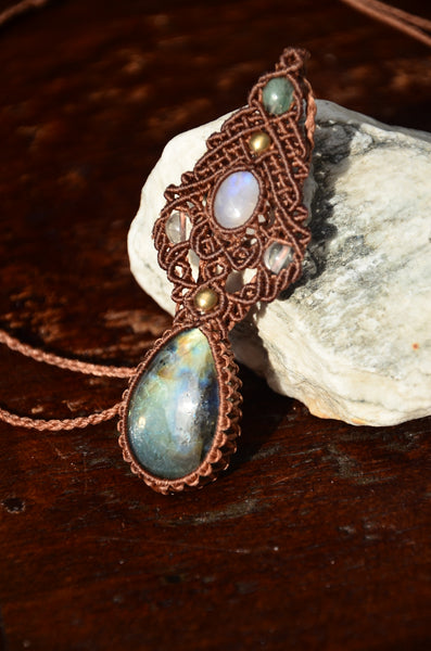 Moonstone, Labradorite  Macrame Jewelry, necklace