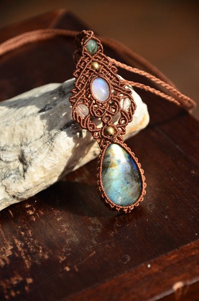 Moonstone, Labradorite  Macrame Jewelry, necklace