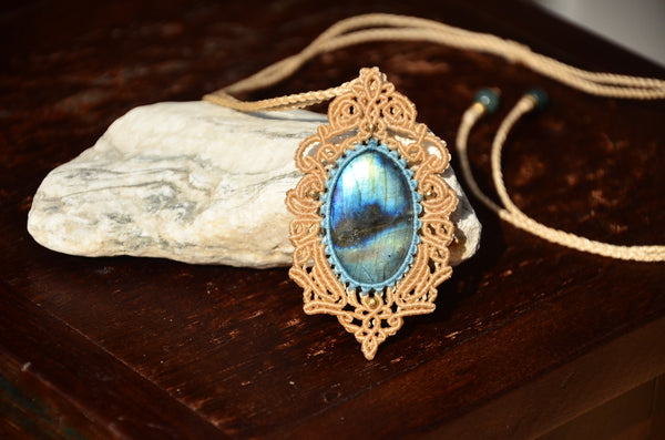 Labradorite Macrame Jewelry Necklace