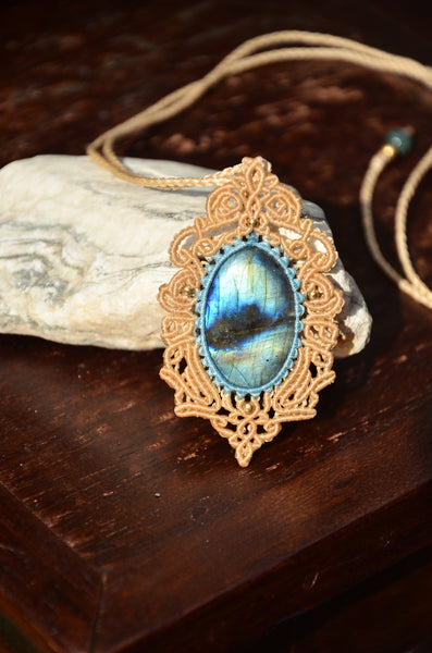 Labradorite Macrame Jewelry Necklace