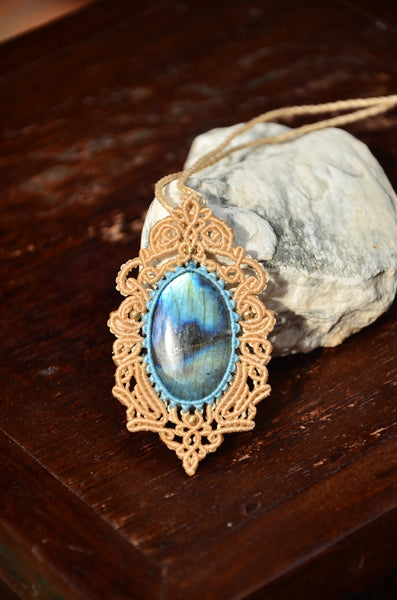 Labradorite Macrame Jewelry Necklace