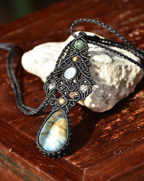 Moonstone, Labradorite  Macrame Jewelry, necklace