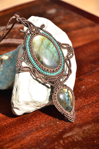 Labradorite Macrame Jewelry Necklace