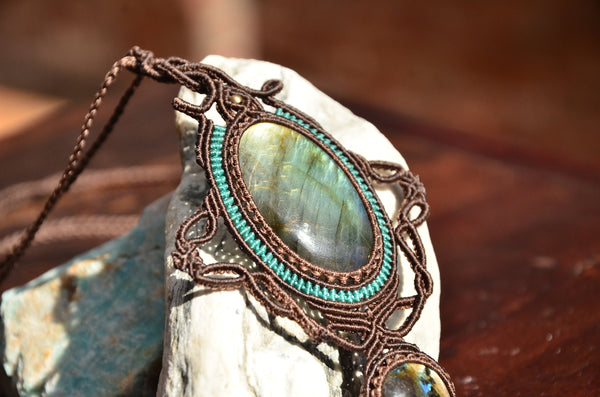 Labradorite Macrame Jewelry Necklace