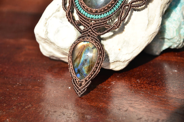 Labradorite Macrame Jewelry Necklace