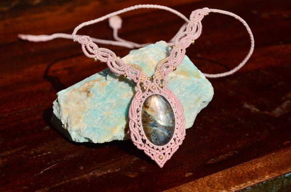 Labradorite Macrame Jewelry Necklace