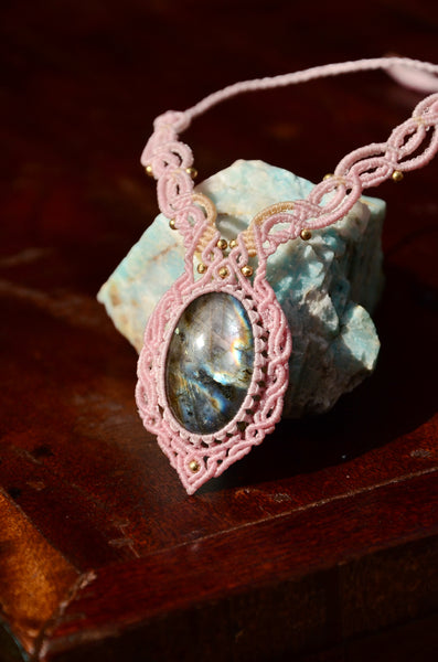 Labradorite Macrame Jewelry Necklace