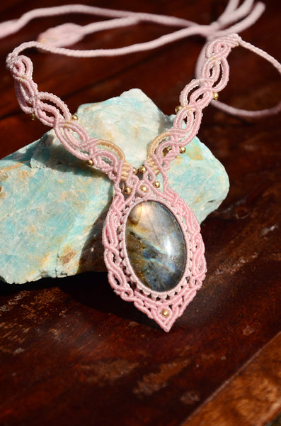 Labradorite Macrame Jewelry Necklace