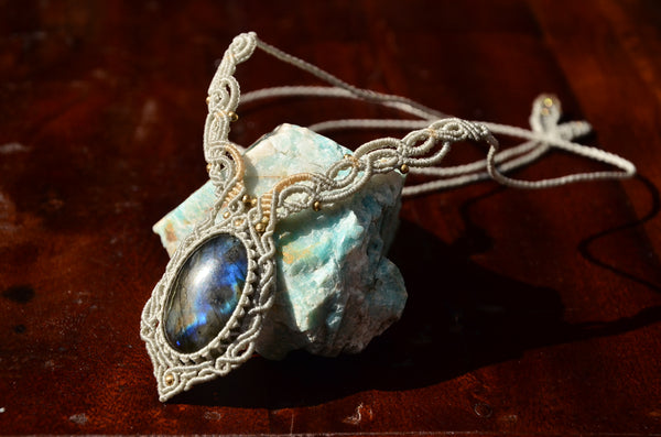 Labradorite Macrame Jewelry Necklace