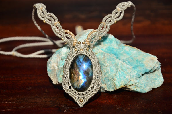 Labradorite Macrame Jewelry Necklace