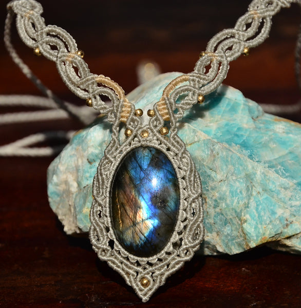 Labradorite Macrame Jewelry Necklace