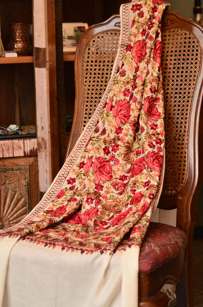 Style3:  Jama Pure Pashmina Scarf / Stole, hand embroidered , handloom, Fairtrade