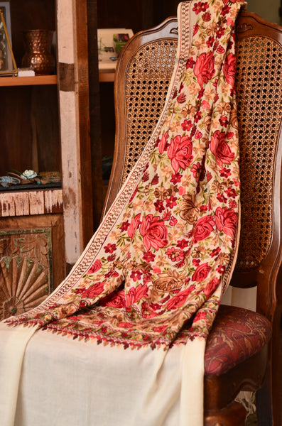 Style3:  Jama Pure Pashmina Scarf / Stole, hand embroidered , handloom, Fairtrade