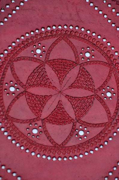 Leather Journal Cover / A4 Folder , Ethnic Red Hand stitched & Hole Punch Folder , Vintage Style，   織途  ， Om Ethnic Handicraft , macrame