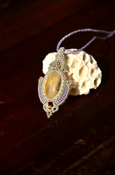 Citrine Necklace，Macrame Necklace