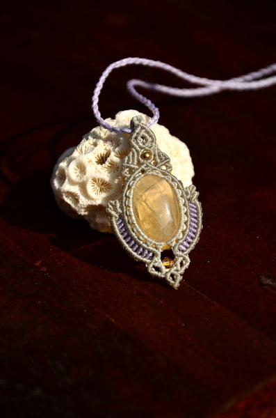 Citrine Necklace，Macrame Necklace