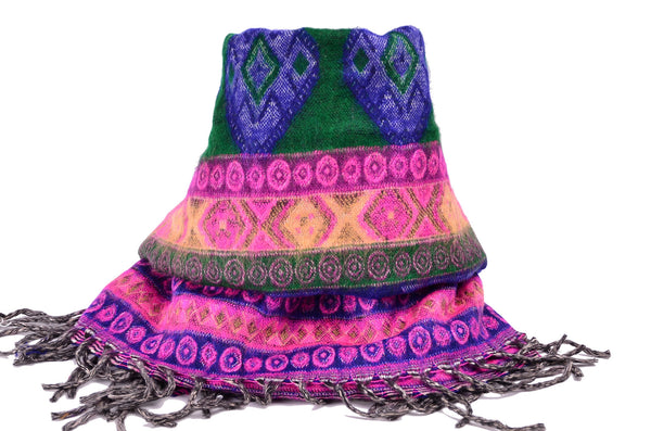 Ethnic Yak Handmade Shawl, Boho Scarf，   織途  ， Om Ethnic Handicraft , macrame