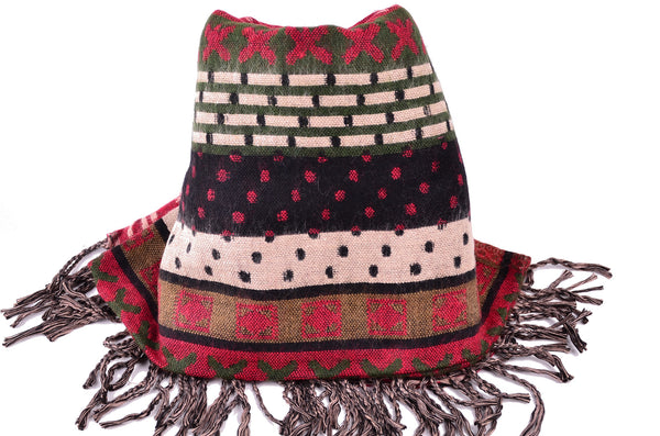 Wool Red scarf, Double Side Yak Scarf, Shawl, Big Blanket Scarf,，   織途  ， Om Ethnic Handicraft , macrame