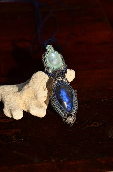 Moonstone, Labradorite  Macrame Jewelry, necklace