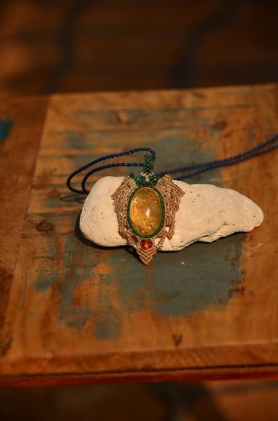 Citrine Necklace，Macrame Necklace