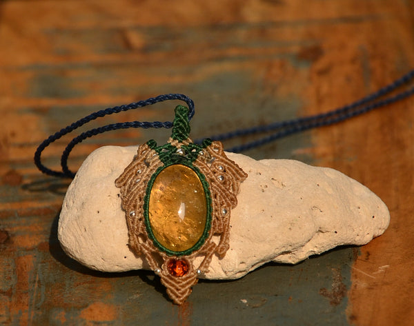 Citrine Necklace，Macrame Necklace