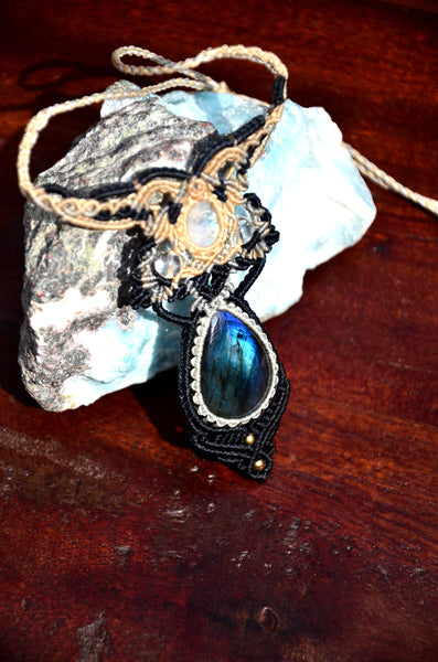 Moonstone, Labradorite  Macrame Jewelry, necklace