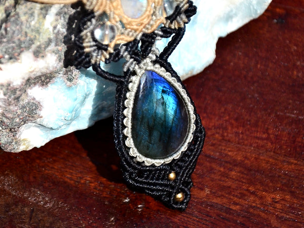 Moonstone, Labradorite  Macrame Jewelry, necklace