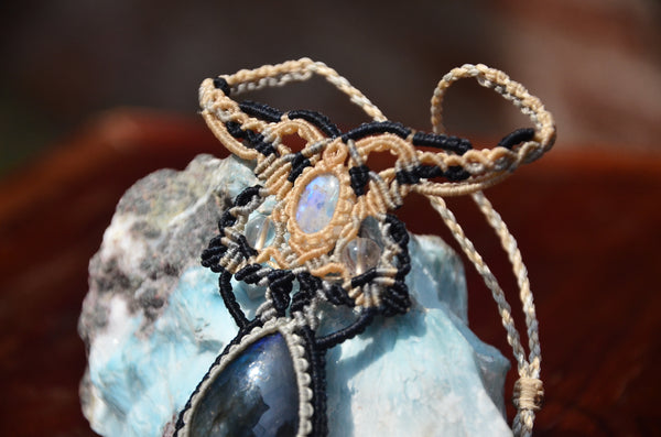 Moonstone, Labradorite  Macrame Jewelry, necklace